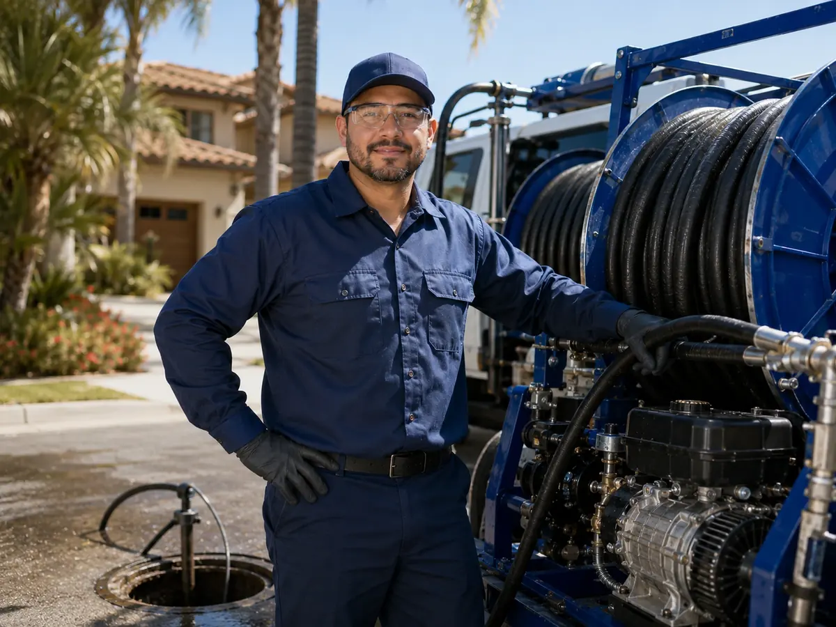 Hydro jet sewer cleaning in Desert Center