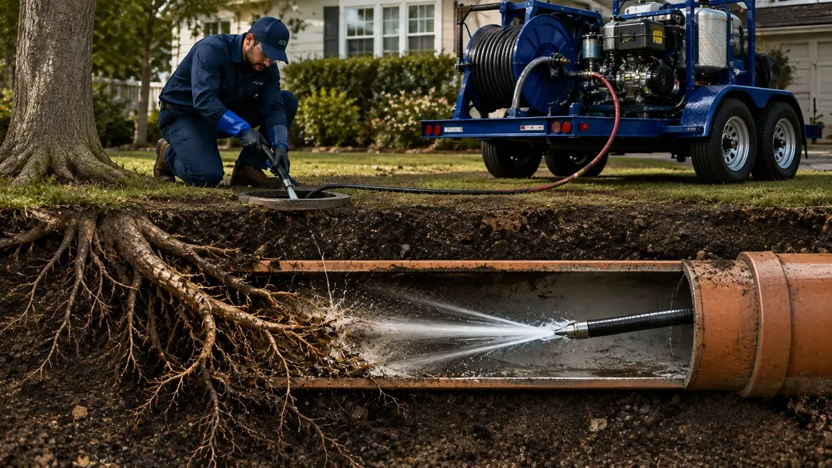 Tree Root Removal with Hydro Jetting in Desert Center